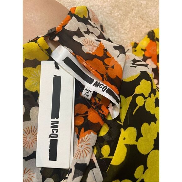 NWT Alexander McQueen HISANO FLORAL-PRINT SILK-CHIFFON MIDI DRESS IN ORANGE - Picture 3 of 4